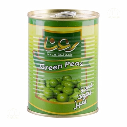 تصویر کنسرو نخود فرنگي390 گرمي با درب آسان بازشو  رعنا