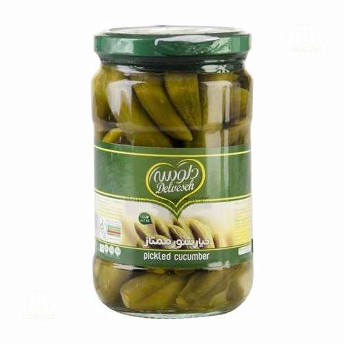 تصویر خيارشور ممتاز شيشه اي 750 گرمي دلوسه